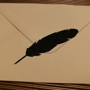 20 black glitter feather stickers, black envelope seals, black glitter stickers, feather labels, wedding invitation seals, gold stickers