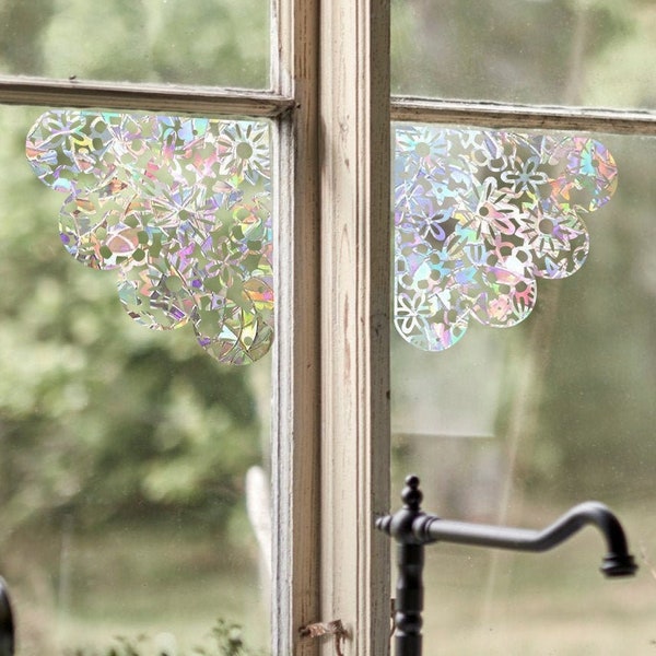 floral lace window corner suncatcher, lace window decal, rainbow maker, suncatcher for window, rainbow suncatcher sticker,  window cling