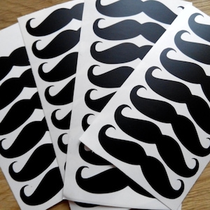 30 pezzi Adesivi baffi, Moustache Vinile Adesivo, adesivi tazza baffi, festa baffi, baby boy shower, sigilli busta baffi neri
