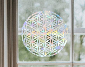 flower of life suncatcher, flower of life window decal, rainbow maker, suncatcher for window, rainbow suncatcher sticker