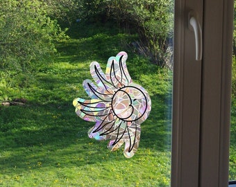 sun and moon suncatcher window cling, rainbow prisms window decal, rainbow maker, suncatcher for window, rainbow suncatcher sticker,  cling