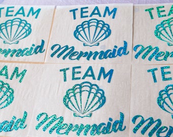TEAM Mermaid patch, Iron on shirt design, diy heat transfer, mermaid tank, mermaid diy designs, mermaid party gear, iron on mermaid applique