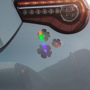 decalcomania semplice fiori margherita, adesivo per auto floreale, decalcomania in vinile da ragazza carina per auto, adesivo per paraurti, decalcomania olografica Y2K