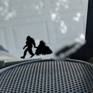 sasquatch bigfoot tree easter egg decal, small sticker for car windshield or mirror, removable sticker, windscreen decal, tiny car decals