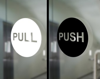 PUSH PULL stickers for door, push pull door sign, push pull decal, store door vinyl decal, door handle decal, safety sign, salon door sign