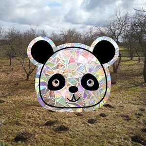 cute panda window cling, panda face window decal, rainbow maker, suncatcher for window, rainbow suncatcher sticker, prizms window cling