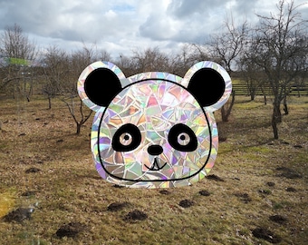 cute panda window cling, panda face window decal, rainbow maker, suncatcher for window, rainbow suncatcher sticker, prizms window cling