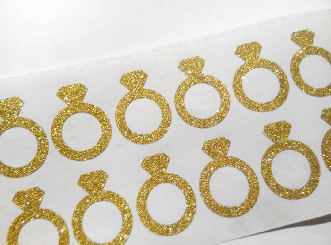 20 Glitter Diamond Ring Stickers, Bachelorette Party Stickers, Wedding