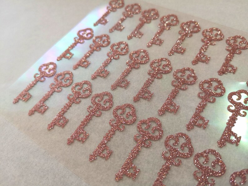 24 Rose Gold Key Stickers Glitter Envelope Seals Wedding - Etsy