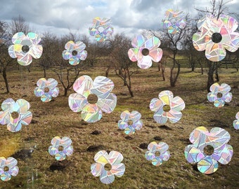 18 simple flower suncatchers, floral window decal, rainbow maker, daisy suncatcher for window, rainbow suncatcher sticker