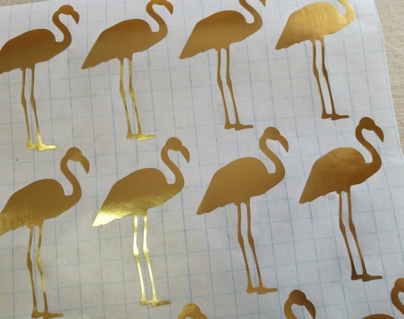 30 gold flamingo stickers, flamingo decals, flamingo nursery decal, flamingo wallpaper, removable wall stickers, nursery decals, tropical