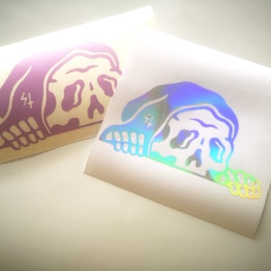 grim reaper decal, car mirror sticker, removable vinyl decal for car laptop water bottle, holographic bumper sticker, skeleton peeker decal