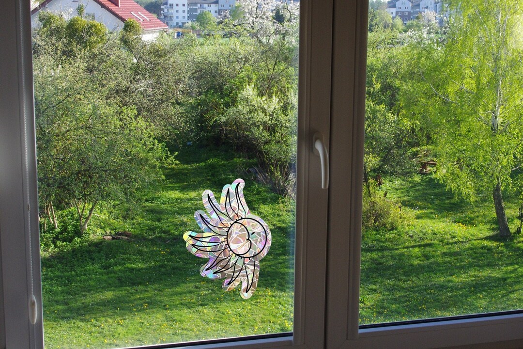 Sun and Moon Suncatcher Window Cling, Rainbow Prisms Window Decal ...