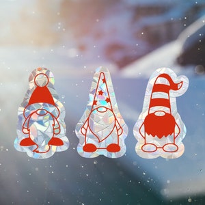 3 kabouters suncatchers, kerstornament raamsticker, regenboogmaker, suncatcher voor raam, regenboog suncatcher sticker, xmas raamklampen