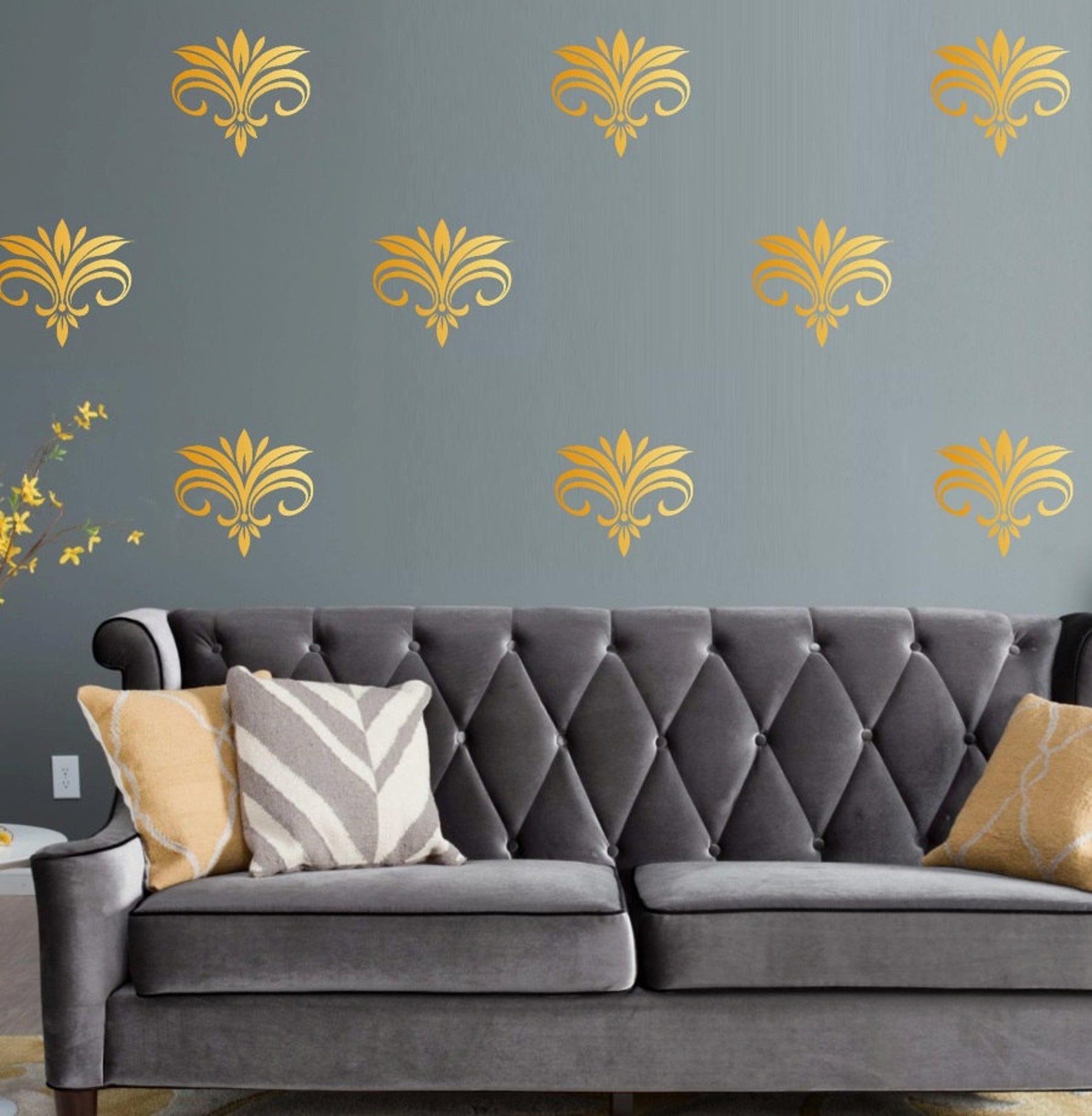 10 Damask Decals Damask Sticker Removable Vinyl Wallpaper Etsy