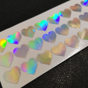 24 adesivi olografici a cuore, adesivi iridescenti, sigilli olografici per buste a cuore, adesivi per cuori, adesivi per cuori da sposa, decorazioni per baby shower