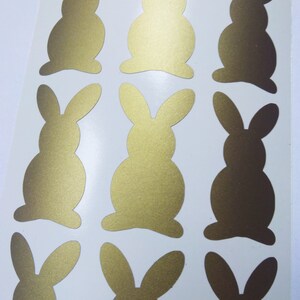 30 gold easter bunny stickers, easter party invitations, baby announcement decor, bunny envelope seals, baby birthday party favors image 2