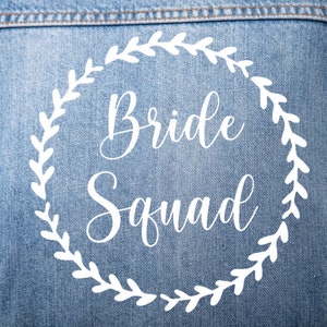 Bride Squad Denim Jas Transfer, Bride Squad htv applique, DIY bruiloft bruidsmeisje jas, bruidsmeisje letters, bruidsmeisje jean jas