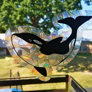 orca window cling, orca killer whale window decal, rainbow maker, suncatcher for window, rainbow suncatcher sticker, prizms window cling