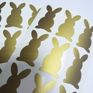 30 gold easter bunny stickers, easter party invitations, baby announcement decor, bunny envelope seals, baby birthday party favors image 3