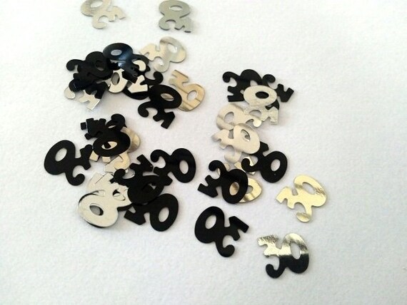 100 30th Birthday Decorations Black And Silver Confetti Etsy
