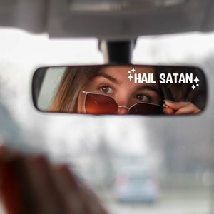 hail satan cute 90&#39;s decal, car mirror sticker, removable vinyl decal for car, laptop, water bottle, girly sticker