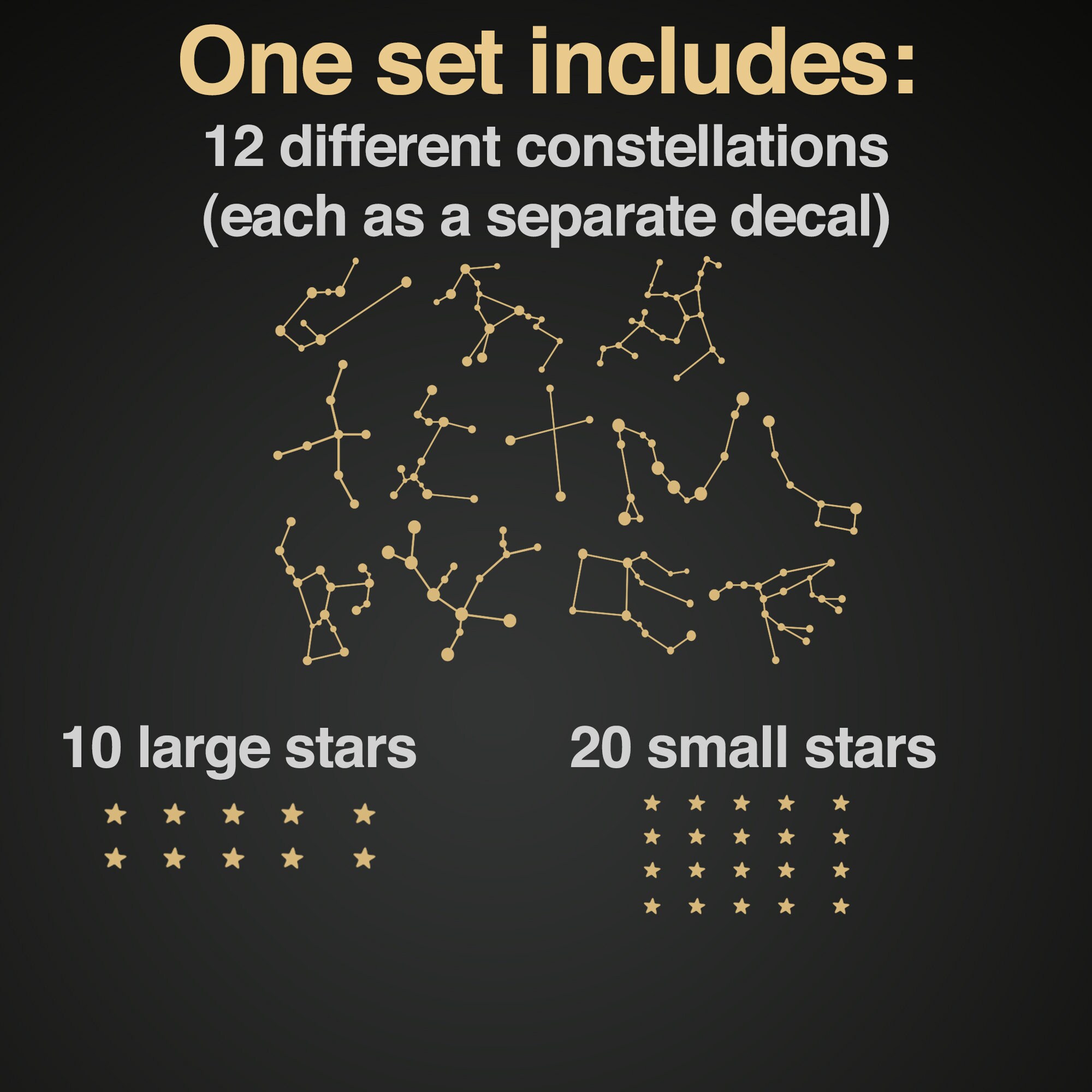 12 Autocollants Vinyl Constellations - Signes Du Zodiaque, Astrologie - Neuf