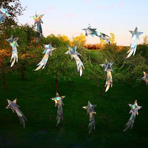 14 shooting star suncatchers, rainbow window decal, rainbow maker, suncatcher for window, rainbow suncatcher sticker