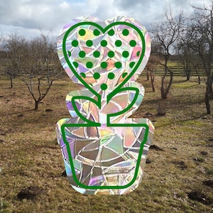 flower suncatcher, potted heart window decal, rainbow maker, suncatcher for window, rainbow suncatcher sticker, plants window cling