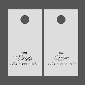 team bride and groom corn hole decals, wedding cornhole game decal, cornhole stickers, wedding party decor, personalizer cornhole decal