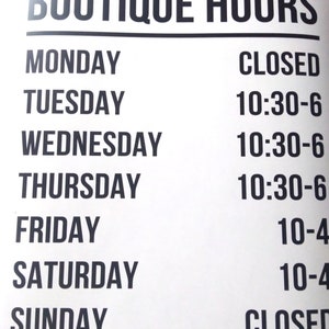 Salon open hours decal, business storefront decal, nail studio sticker, storefront store hours, phone number sticker, fb page decal image 5