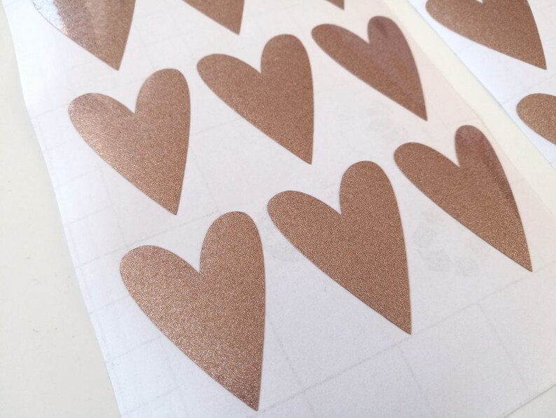 Rose gold heart stickers glossy envelope seals rose gold | Etsy