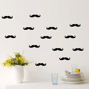 100 moustache stickers, Mustache wall decals, repeatable pattern, mustache french party, baby boy shower, black mustache envelope seals
