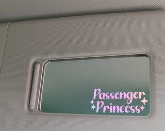 Pegatina de princesa del pasajero para el espejo de la visera del coche, calcomanía para el pasajero, pegatina personalizada para el espejo del coche, pegatina para el espejo retrovisor
