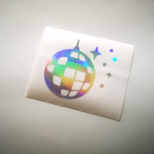 disco ball decal, y2k car mirror sticker, removable vinyl decal for car, laptop, water bottle, bumper sticker, mirrorball holographic