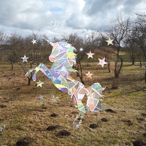 unicorn suncatcher, unicorn with stars window decal, rainbow maker, suncatcher for window, rainbow suncatcher sticker
