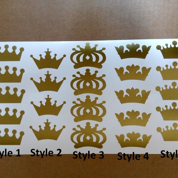 20 autocollants gold crown, autocollants vinyles, joints d’enveloppe en or, décalcomanies princesse party crown cup, autocollants muraux en vinyle, couronne d’or Vinyl Decal