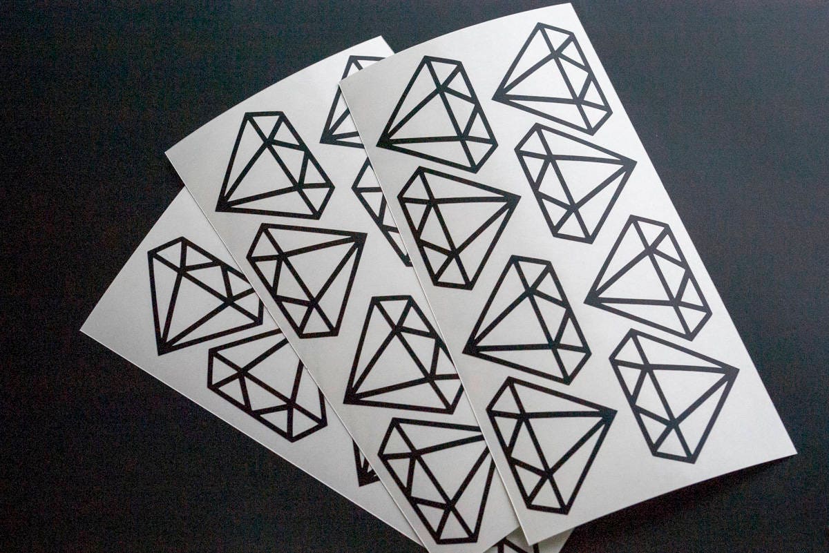 12 Gold Diamond Sticker, Diamond Sticker, Bachelorette Party Envelope ...