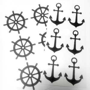 18 adesivi per ruote di ancoraggio e nave, guarnizioni per buste glitter blu, decorazioni per feste nautiche per buste, decalcomanie di ancoraggio, etichette di buste