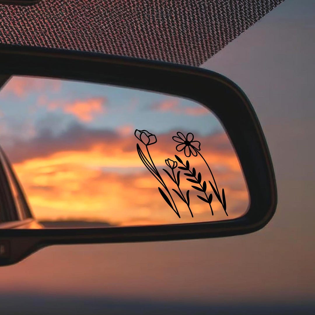 Mirrow Car Sticker Wildflowers Decal, Small Sticker Rear View Mirror Decal for Car ...