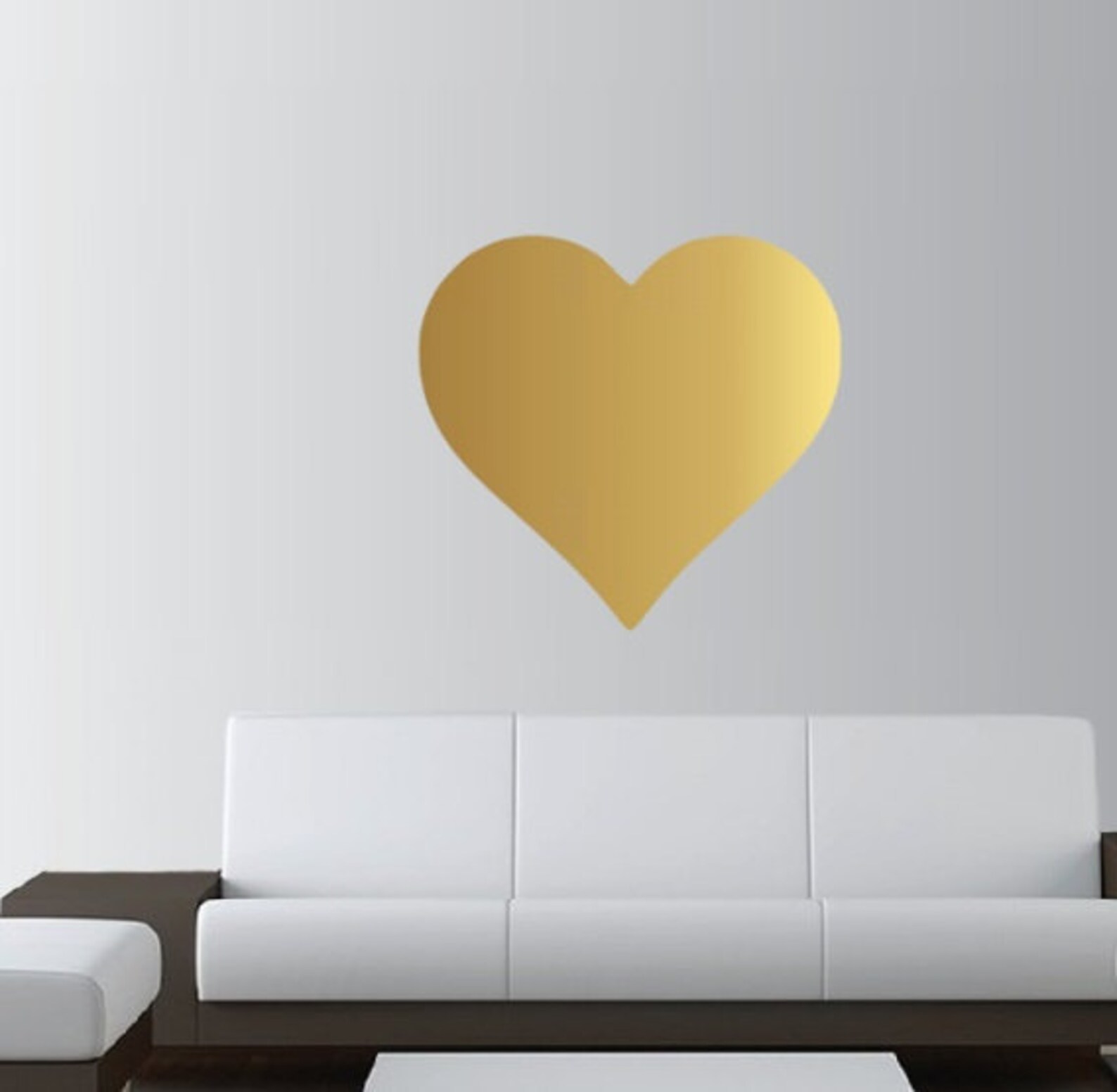 Large Heart Decal, Wall Sticker, Vinyl Hearts, Metallic Gold Office ...