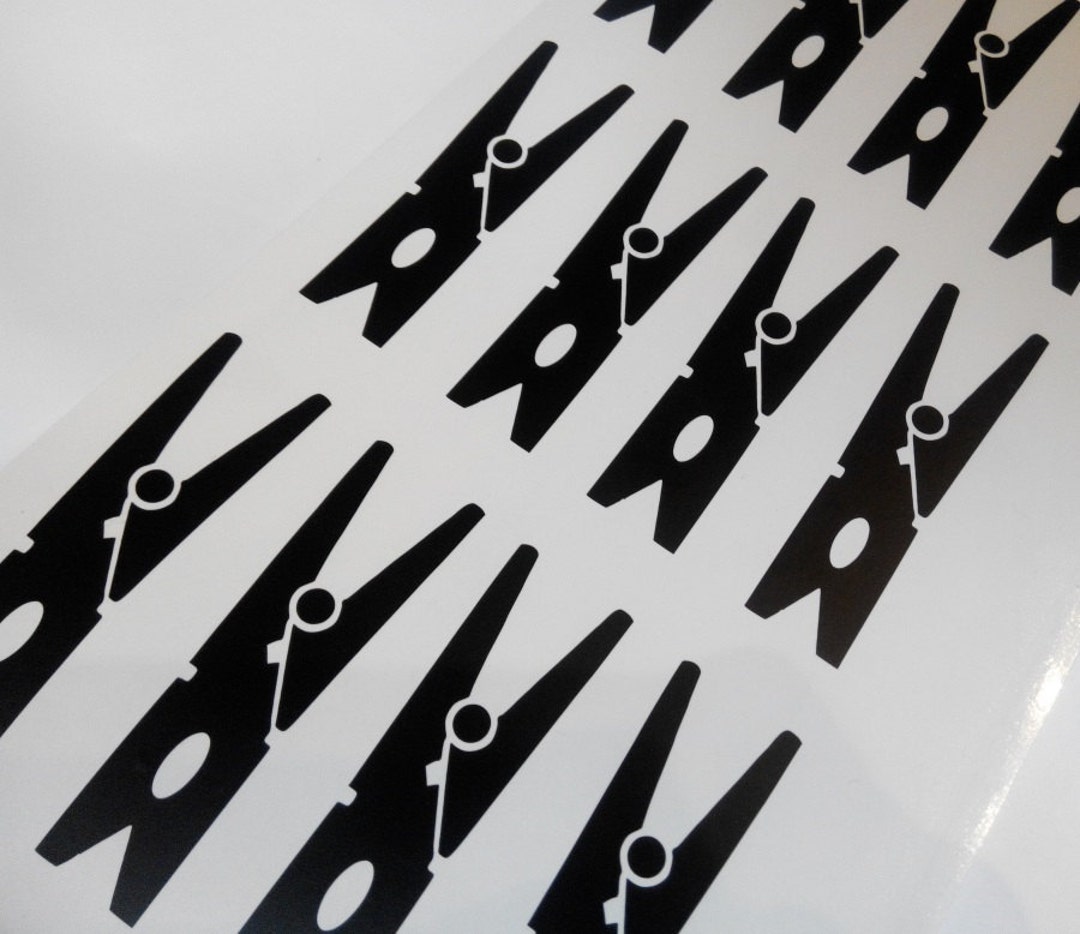 20 Clothespin Stickers, Laundry Wall Decal, Laundry Decoration, Vinyl ...