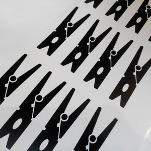 20 Clothespin Stickers, Laundry Wall Decal, Laundry Decoration, Vinyl ...