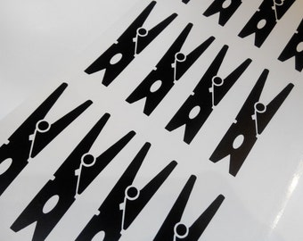 20 Clothespin stickers, laundry wall decal, laundry decoration, vinyl decal, laundry stickers, clothespins stickers, laundry decor idea