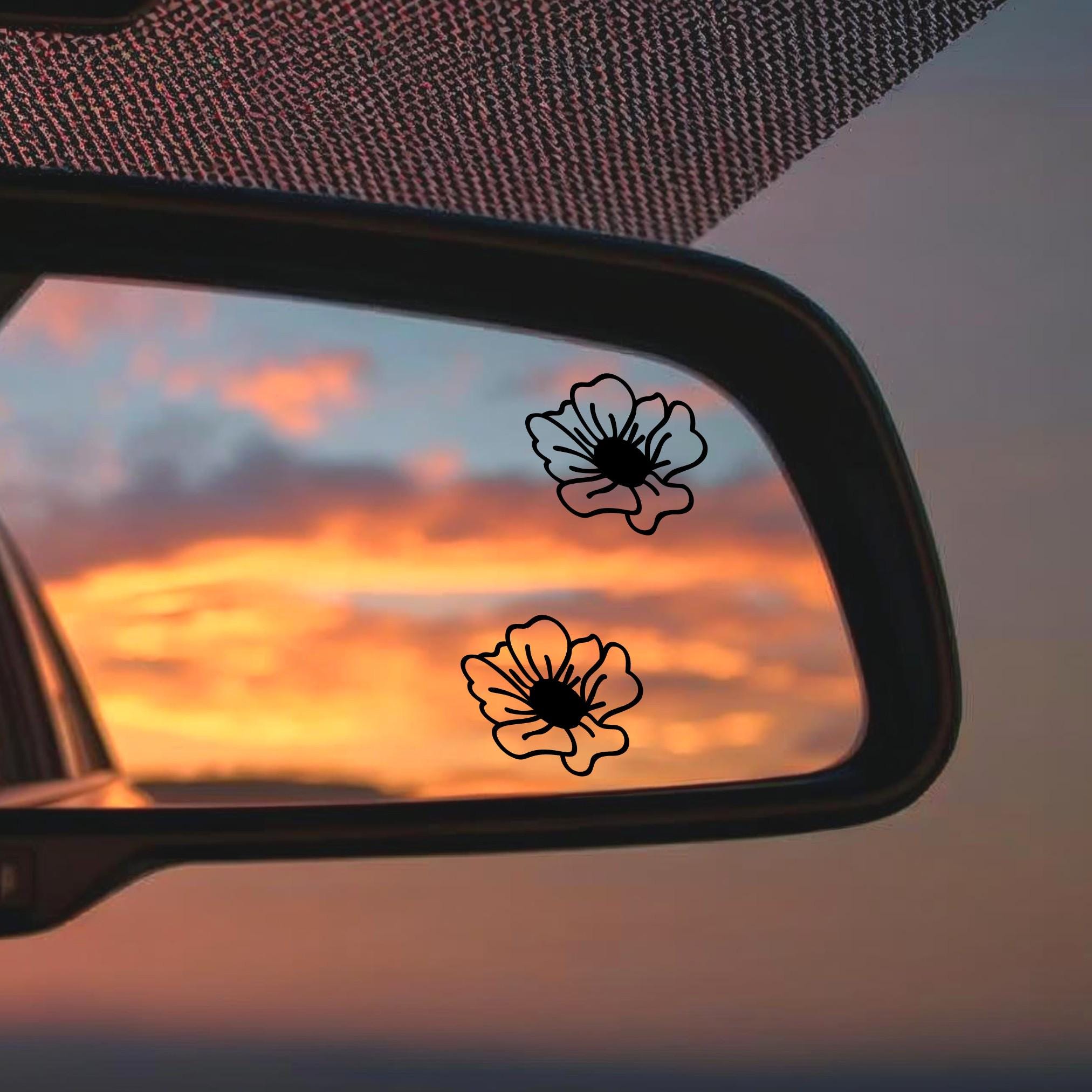 Free Rear View Mirror Decals 2 Flowers Decal, Small Sticker Rear View Mirror Decal for Car ...