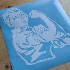 Rosie Riveter decal, feminist wall sticker, macbook stickers, feminism decal, wall decor, gold wallpaper, large removable wall stickers