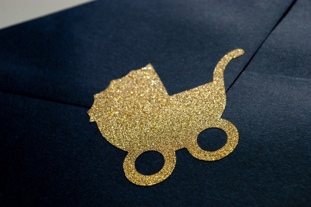 Baby Shower Invitation Envelope Seals, 20 Glitter Baby Carriage ...