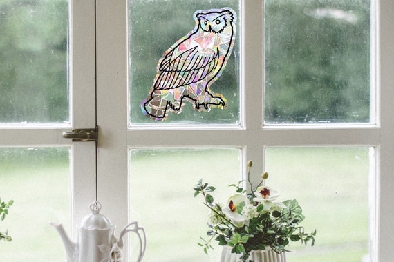 rainbow suncatcher sticker owl window decal owl suncatcher suncatcher for window window cling owl window cling rainbow maker