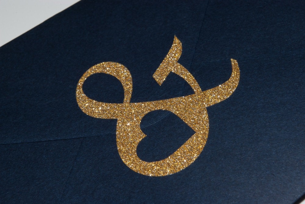 20 Ampersand & Stickers, Glitter Wedding Decor, Love Envelope