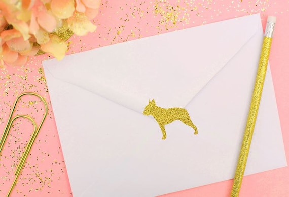 20 boston terrier stickers, glitter envelope seals, planner stickers, gold terrier, glitter wall stickers, erin condren planner stickers